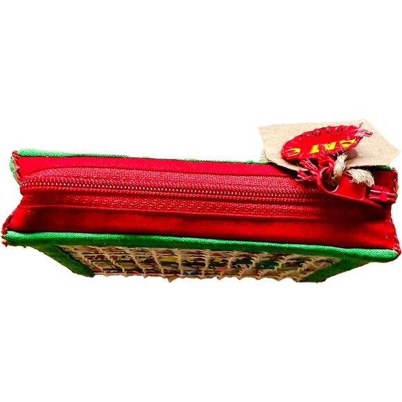 Handcrafted Multicolored Zippered Cardholder Purse Pouch Recycled Materials NWT - Picture 6 of 8